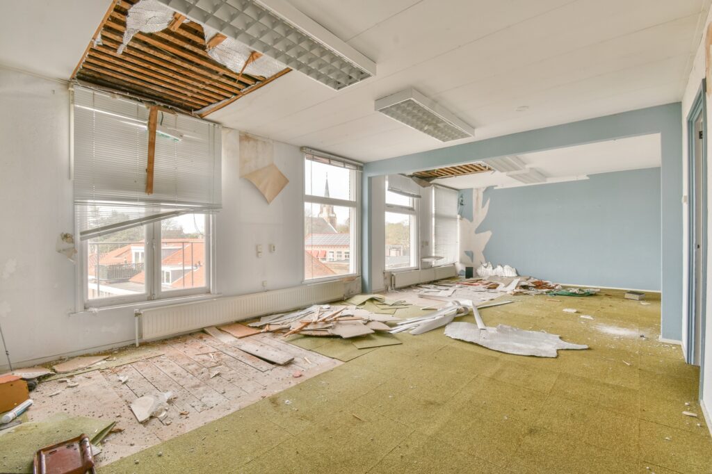 Interior of empty room with windows